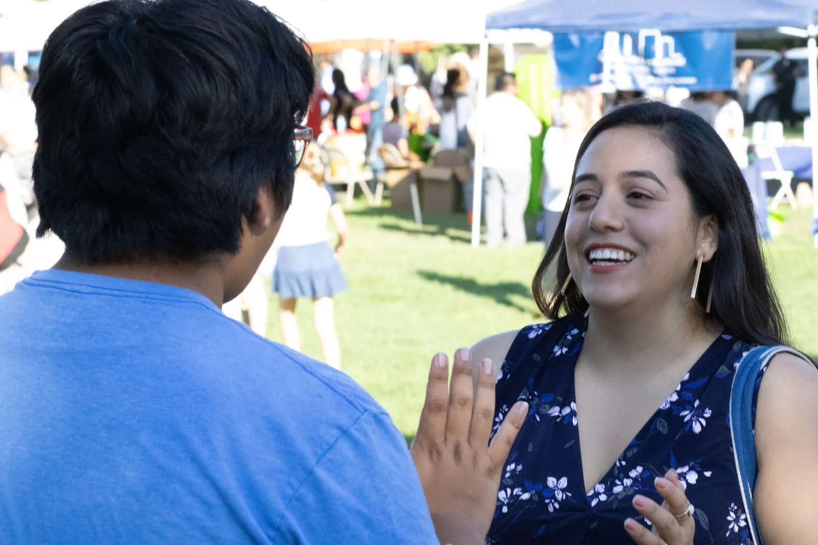Nikki Perez with supporters at a Burbank community event.